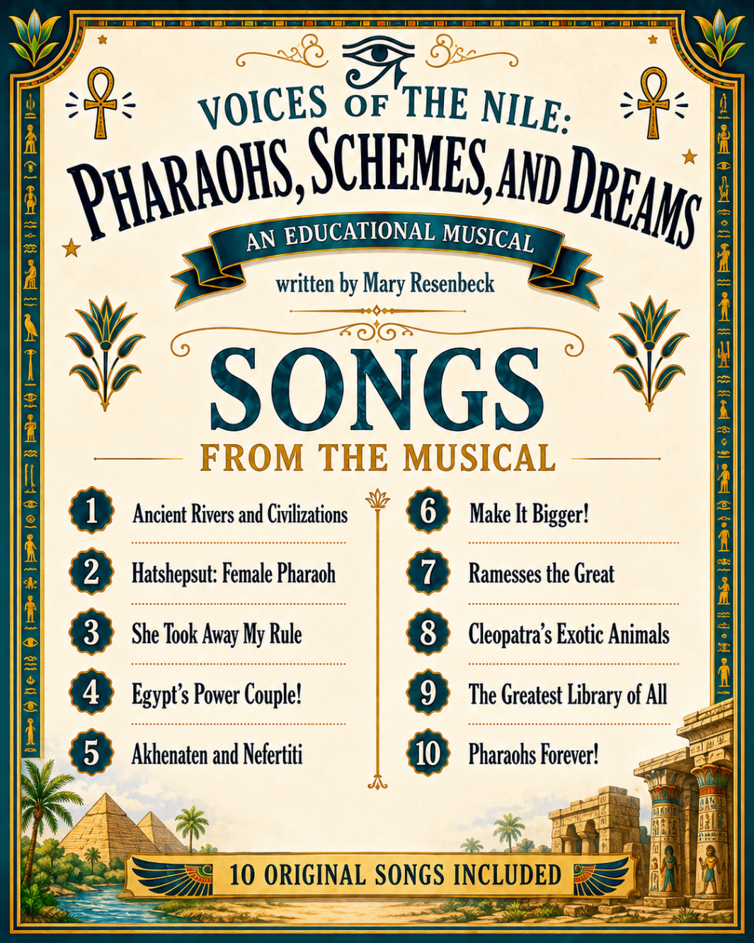 Songs of the Nile preview listing ten original songs